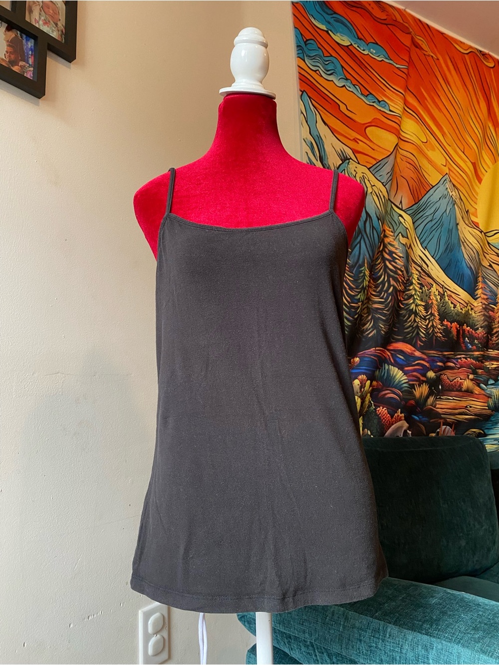 Time and Tru Black Spaghetti Strap Camisole